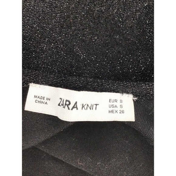 Zara Metall Bodysuit Top Black Shimmery Sparkly Long Sleeve Size Small - Picture 10 of 12